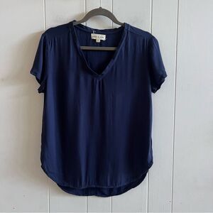 Anthropologie Cloth & Stone V-neck Rayon Navy Top
